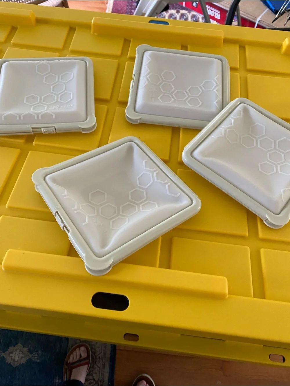 Silicone Square Food Storage Lids - Cream (Set of 4)